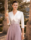 billige Mammas jumpsuits-Todelt Buksedrakt Ankellengde Kjole til brudens mor 3/4 ermer V-hals Elegant Fest Formell Bryllupsgjest Krepp Blonder med Appliqué Fargeblokk