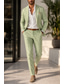 cheap Wedding Suits-Men's Tuxedos Linen Suits Beach Wedding Casual Sage Lilac Spring, Fall, Winter, Summer Suit Lightweight Solid Colored Standard Fit 2 Piece Single Breasted One-button