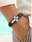 abordables Bijoux pour hommes-Bracelet croix bohème pour homme, cuir véritable et alliage, style vintage vieilli, longueur ajustable, noir et marron, idéal pour les voyages, les tenues décontractées et le quotidien.