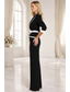 baratos Fatos Femininos-Mulheres Ternos de 2 peças Formal Convidado do casamento Festa de Casamento Chiffon Elegante Manga 3/4 plissada Longo Lapela Xale