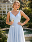 preiswerte Cocktailkleider-A-Linie Cocktailkleider Elegantes Kleid Formelle Hochzeitsgast Tee Länge Ärmellos V-Ausschnitt Chiffon mit gerafften einfarbigen Kleidern