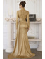 abordables Vestidos de gala-Corte Trompeta Sirena Cola de Corte Vestido Midi Vestidos de noche Vestido de baile con sobrefalda Vestimenta formal Elegante Abertura lateral Sedoso Manga Larga Cuello Alto Formal Satén Lentejuelas