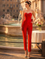 cheap Ball Gown Evening Dresses-Jumpsuits Detachable Evening Gown Elegant Minimalist Sleeveless Sweetheart Christmas Wedding Guest Pocket Stretch Fabric with Bow(s) Overskirt