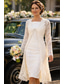 preiswerte Mamas Kleidersets-Zweiteilig Schlauchkleid Knielang Kleid für Hochzeitsgäste Brautmutterkleid Ärmellos Quadrathals Elegant Hochzeitsgast Hochzeitsfeier Kirche Chiffon Spitze Jackenkleider mit Einfarbig