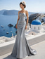 voordelige Zeemeermin Avondjurken-Trompet zeemeermin Strijksleep Galajurken Avondjurken Baljurk  Formele kleding Elegant Glitter &amp; Sprankel Mouwloos Strapless Bruiloft gast Formele avonden Satijn met Kristaldetails