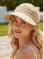 abordables Sombreros de mujer-Sombrero de mujer de poliéster con visera abierta, gorra plegable multicolor de ala ancha con gancho para las orejas, ideal para uso casual, viajes, vacaciones, playa y actividades al aire libre.
