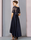 abordables Longueur de cheville-Ligne A Asymétrique Longueur thé Robe de Soirée Robe de Cocktail Robe d'invité de mariage Robe de Mère de Mariée  Manche Courte Col Rond Élégant Asymétrique robe demoiselle d honneur Fête de mariage
