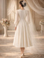 preiswerte Kleine weiße Kleider-A-Linie Knöchellänge Kleines weißes Kleid Partykleider Brautkleider Brautkleid Elegant Täglich Bishopsärmel Langarm V Ausschnitt Abschlussfeier Geburtstag Chiffon mit Einfarbig