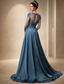 abordables Longueur du plancher-Sirène Trompette Traîne Balayage Robe d'invité de mariage Robe de Cérémonie Robe de soirée Robe de Mère de Mariée  manche longue Bijoux Élégant robe demoiselle d honneur Soirée Formelle Satin