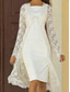 preiswerte Mamas Kleidersets-Zweiteilig Schlauchkleid Knielang Kleid für Hochzeitsgäste Brautmutterkleid Ärmellos Quadrathals Elegant Hochzeitsgast Hochzeitsfeier Kirche Chiffon Spitze Jackenkleider mit Einfarbig