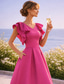 abordables Robes de cocktail-Ligne A Asymétrique Robes de Cocktail Robes de soirée Élégant Asymétrique Sans manches Col en V Semi-Formel Invité de mariage d'automne Tissu Extensible avec Volants