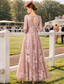 cheap Floor Length-A-Line Dress Floor Length Wedding Guest Dress Formal Dresses Evening Gown Mother of the Bride Dress 3/4 Length Sleeve Jewel Neck Elegant Wedding Party Lace with Lace Pleats Appliques