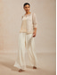 billige Blusedresser for kvinner-Dame Skjorte Singleter Tvillingsett Blondér Paljetter Netting Elegant 3/4 ermer Crew-hals Bryllupsgjest Cocktail antrekk Champagne Sommer Vår Høst