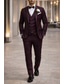 abordables Costumes de mariage-Pour des hommes Smoking Costumes Mariage à la plage Mariage de printemps Rouge Bordeaux Pourpre Printemps &amp; Été Costume / Tailleur Revers Cranté Mode Formel Couleur Unie Coupe Standard 3 pièces