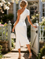 abordables Robes de cocktail-Fourreau Colonne Longueur cheville Robes de Cocktail Robes de soirée Élégant Manche Courte Une Épaule robe demoiselle d honneur Vêtements de travail Tissu Extensible avec Noeud(s) Fente