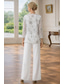 preiswerte Hosenanzüge für Mama-Zweiteilig Dreiteilig Hosenanzug Bodenlang Brautmutterkleid Ärmellos Dreiviertelarm Rundausschnitt Elegant Einfach Verschönert Formell Hochzeitsgast Formeller Abend Chiffon Paillettenbesetzt mit