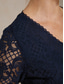 voordelige Effen Blouses-Dames Kanten overhemd Blouse Kant Effen Kleur Elegant Stijlvol 3/4 mouw V-hals Normale tops Dagelijks Werk Marineblauw Zomer Lente Herfst