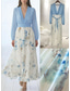 billiga Eleganta blommiga klänningar-Dam Långklänning Maxiklänning Vardagsklänning Chiffongklänningar Blommig klänning Elegant Mode Romantisk Utomhus Helgdag Datum Normal Blomma Långärmad V-hals Blå Vit Sommar Vår
