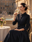 billige Mammas jumpsuits-Todelt Jumpsuit / Pantsuit Gulvlengde Kjole til brudens mor Langermet Skjortekrage Elegant Fest Formell Bryllupsgjest Taft med Sløyfe(r) Ensfarget