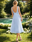 preiswerte Cocktailkleider-A-Linie Cocktailkleider Elegantes Kleid Formelle Hochzeitsgast Tee Länge Ärmellos V-Ausschnitt Chiffon mit gerafften einfarbigen Kleidern