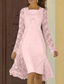 preiswerte Mamas Kleidersets-Zweiteilig Schlauchkleid Knielang Kleid für Hochzeitsgäste Brautmutterkleid Ärmellos Quadrathals Elegant Hochzeitsgast Hochzeitsfeier Kirche Chiffon Spitze Jackenkleider mit Einfarbig