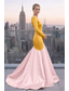 preiswerte A-Linie Abendkleider-A-Linie Bodenlange Schleppe Kleid für Hochzeitsgäste Abendkleid Abiballkleider Elegant Langarm Ein-Schulter Abschlussball Formell Satin mit Farbblock