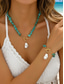 ieftine Colier de damă-Set colier și brățară pentru femei, imitație de perle cu mărgele turcoaz, multicolor, bijuterii în stil boho, perfecte pentru vacanță, călătorii, purtare zilnică și ținute casual