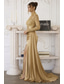 abordables Vestidos de gala-Corte Trompeta Sirena Cola de Corte Vestido Midi Vestidos de noche Vestido de baile con sobrefalda Vestimenta formal Elegante Abertura lateral Sedoso Manga Larga Cuello Alto Formal Satén Lentejuelas