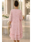 ieftine Seturi de rochii pentru mama-Două Piese Linia -A Lungimea ceaiului Rochie pentru invitata de nunta Larg Rochie Mama Miresei Manșon Jumate Scoateți gâtul Elegant Simplu minimalist Oficial Invitat la nunta Concediu Șifon Dantelă