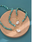 ieftine Colier de damă-Set colier și brățară pentru femei, imitație de perle cu mărgele turcoaz, multicolor, bijuterii în stil boho, perfecte pentru vacanță, călătorii, purtare zilnică și ținute casual