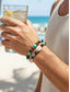abordables Joyas para hombres-Conjunto de dos pulseras bohemias para hombre, con cuentas de madera, turquesa y conchas, ideales para vacaciones en la playa y para el día a día.