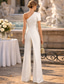 billiga Ballgowns för kvällsbruk-Jumpsuits Golvlång Kvälls klänningar Balklänning med överkjol Formell klädsel Elegant Sparkbyxor Ärmlös Enaxlad Bal Födelsedag Höstens bröllopsgäst Stretchtyg med Ren Färg
