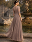 preiswerte Overalls für Mütter-Zweiteilig Overall Hosenanzug Bodenlang Brautmutterkleid Halbarm Bateau-Ausschnitt Elegant Petite Hochzeitsgast Kirche Chiffon mit Applikationen