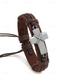 abordables Bijoux pour hommes-Bracelet croix bohème pour homme, cuir véritable et alliage, style vintage vieilli, longueur ajustable, noir et marron, idéal pour les voyages, les tenues décontractées et le quotidien.