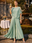 billige Mammas jumpsuits-Jumpsuit / Pantsuit Ankellengde Kjole til brudens mor Ermeløs Øsehals Elegant Fest Formell Bryllupsgjest Chiffon med Perlearbeid