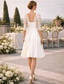abordables Petits robes blanches-Ligne A Mi-long Robes de mariée Robes pour enterrement de vie de jeune fille robe de mariée Petites Robes Blanches Demi Manches Col en V Remise des Diplômes Anniversaire Chiffon Dentelle avec Drap