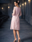 abordables Ensembles de robes pour maman-Deux Pièces Ligne A Ensembles de Robes Longueur thé Robe d'invité de mariage Robe de Mère de Mariée  Manche Courte Bijoux Élégant Grande taille robe demoiselle d honneur Fête de mariage Chiffon