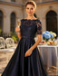 abordables Longueur de cheville-Ligne A Asymétrique Longueur thé Robe de Soirée Robe de Cocktail Robe d'invité de mariage Robe de Mère de Mariée  Manche Courte Col Rond Élégant Asymétrique robe demoiselle d honneur Fête de mariage