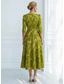billiga Cocktailklänningar-A-linje Ankellång Telång Formell klädsel Cocktailklänningar Elegant 3/4 ärm V-hals Bröllop Formell Satäng Jacquard med Tofs