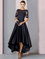 abordables Longueur de cheville-Ligne A Asymétrique Longueur thé Robe de Soirée Robe de Cocktail Robe d'invité de mariage Robe de Mère de Mariée  Manche Courte Col Rond Élégant Asymétrique robe demoiselle d honneur Fête de mariage