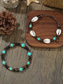 abordables Joyas para hombres-Conjunto de dos pulseras bohemias para hombre, con cuentas de madera, turquesa y conchas, ideales para vacaciones en la playa y para el día a día.