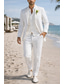 preiswerte Hochzeitsanzüge-Herren Smokings Anzüge Strandhochzeit Frühlingshochzeit Weiß Frühling &amp; Sommer Anzug Gekerbtes Revers Lässig Formell Einfarbig Standard Passform 3-teilig Einreiher - 1 Knopf