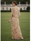 cheap Floor Length-A-Line Dress Floor Length Wedding Guest Dress Evening Gown Mother of the Bride Dress Short Sleeve Boat Neck Elegant Luxurious Embellished Formal Wedding Guest Holiday Chiffon with Floral Print 3D