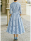 abordables Longueur du thé-Ligne A Longueur cheville Longueur thé Robe Chemise Robe de Cérémonie Robe de Mère de Mariée  Manche 3/4 Col de chemise Élégant ancien Formel robe demoiselle d honneur Kentucky Derby Jacquard avec