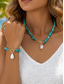 ieftine Colier de damă-Set colier și brățară pentru femei, imitație de perle cu mărgele turcoaz, multicolor, bijuterii în stil boho, perfecte pentru vacanță, călătorii, purtare zilnică și ținute casual