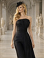 abordables Vestidos de gala-Mono Hasta el Tobillo Vestidos de noche Vestido de baile con sobrefalda Vestimenta formal Espalda Abierta Mono Sin Mangas Sin Tirantes Fiesta de baile Invitado a la boda Tafetán con Cinta / Lazo