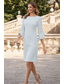 preiswerte Lässige / Tageshochzeit-Schlanke Cocktailkleider Minimalistisches Kleid Cocktail-Party knie-langes 3/4-langer Ärmel Juwel-Ausschnitt Herbst Hochzeitsgast Chiffon mit Rüschen Kleider