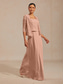ieftine rochie florală-Rochie maxi pentru femei, rochie tip A, rochie tip sacou, dantelă, elegantă, seară, petrecere, cocktail, culoare uni, mânecă 3/4, curea, roz pal, vară, primăvară, toamnă