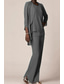 cheap Mom's Pant Suits-Jumpsuit Pantsuit Floor Length Mother of the Bride Dress 3/4 Length Sleeve V Neck Elegant Wedding Guest Chiffon with Ruffles