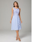 abordables Ensembles de robes pour maman-Deux Pièces Ligne A Mi-long Robe d'invité de mariage Robe de Mère de Mariée  Sans manches Col Rond Élégant robe demoiselle d honneur Fête de mariage Chiffon Dentelle Robes avec Veste avec Plis